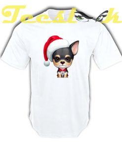 Black & Tan Chihuahua Wearing a Santa Hat Bros tees shirt