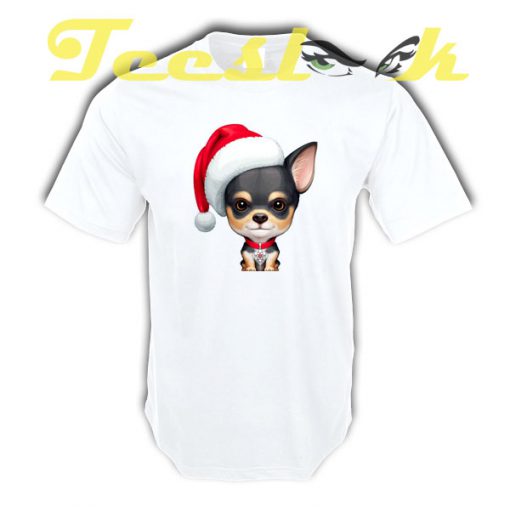 Black & Tan Chihuahua Wearing a Santa Hat Bros tees shirt