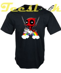 Riding a Unicorn Deadpool tees shirt