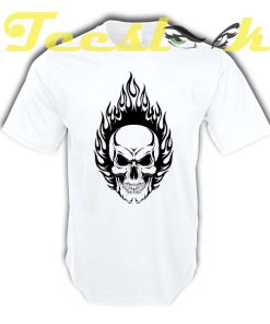 Human Skull Flames tees shirt