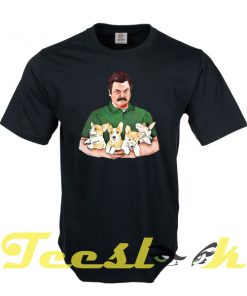 Ron Swanson Holding Corgi Puppies tees shirt