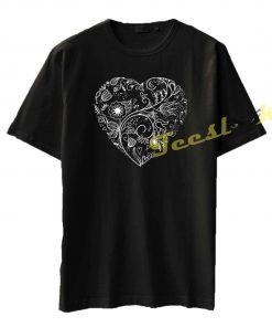 Black and White Valentine Heart illustration tees shirt