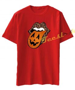 Leopard Pumpkin Mouth Tongue Tee shirt