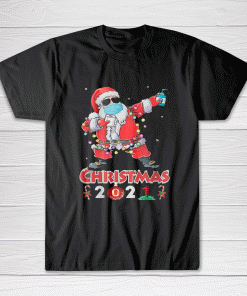 Dabbing Santa with Mask Christmas 2021 Tee shirt