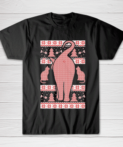 Mens Festive Cat Butt Ugly Christmas Funny Holiday Novelty Tee shirt