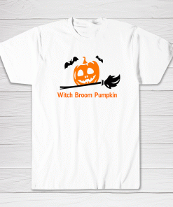 Halloween Witch Broom Pumpkin Tee shirt