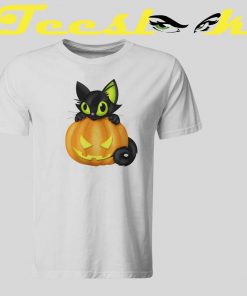 black cat pumpkin t shirt