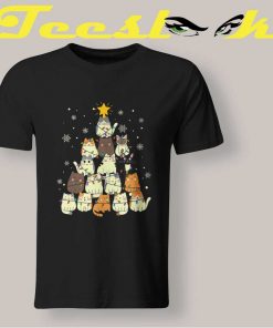 Cute Cat Christmas Tree Tee shirt