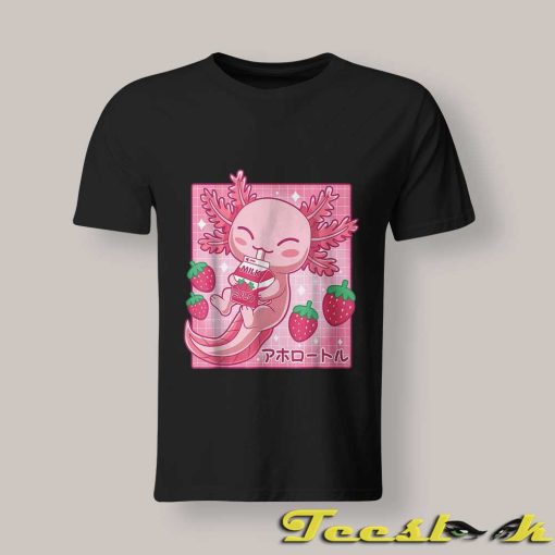 Strawberry Milk Shake Japanese Axolotl Kawaii T shirt